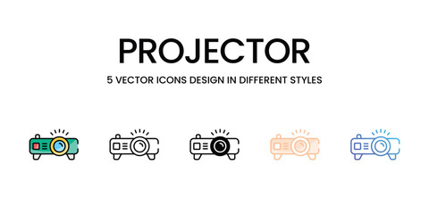 Projector icons set in different style vector stock illustration