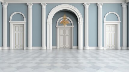 Fototapeta premium Elegant interior of a spacious room with classic architectural design elements