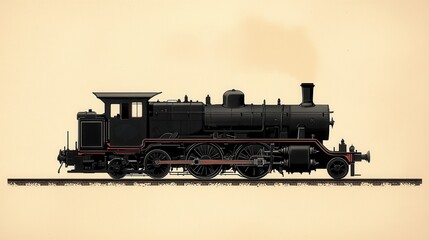 Fototapeta premium Vintage Steam Locomotive Illustration on a Light Background for Design and Art Projects