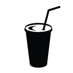 A black cup with a straw in it