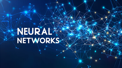 Abstract Blue Background of Neural Networks and AI Technology in Digital Transformation