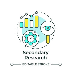 Secondary research multi color concept icon. Statistical metrics. Monitoring, control. Round shape line illustration. Abstract idea. Graphic design. Easy to use in infographic, presentation