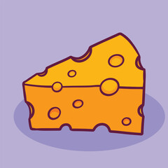 Triangle Cheese slice cartoon cute hand drawn illustration