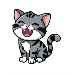  Cute gray tabby cat on light  and smallish cat , space for text. Lovely  cat
