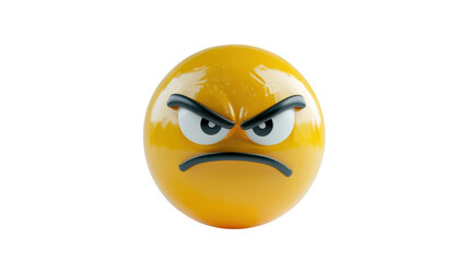 3D Angry Emoji Face Isolated on a White Background for Digital Communication Use