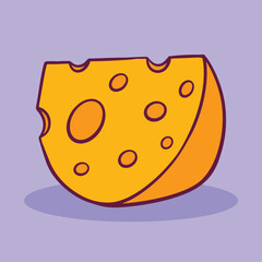 Half round Cheese Slice cartoon cute hand drawn illustration