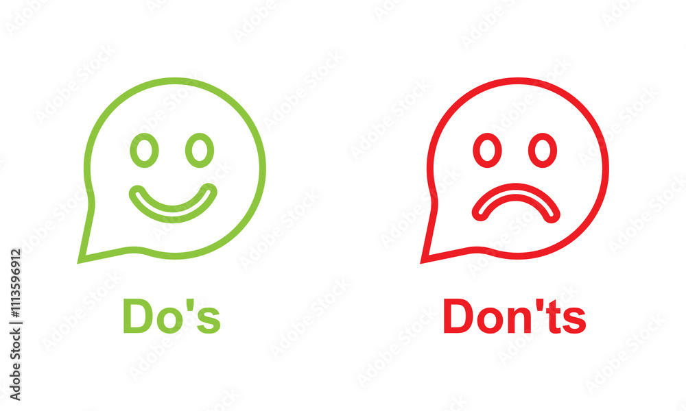Wall mural do's and don'ts icon. to do and not to do symbol for guidelines and rules list. isolated on white ba