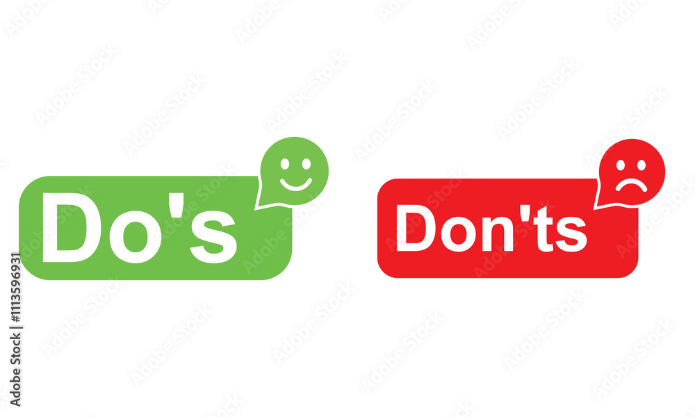 Wall mural do's and don'ts icon. to do and not to do symbol for guidelines and rules list. isolated on white ba