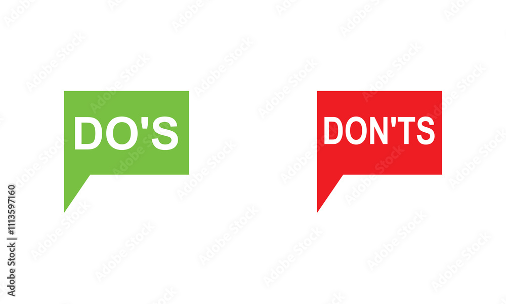Wall mural do's and don'ts icon. to do and not to do symbol for guidelines and rules list. isolated on white ba