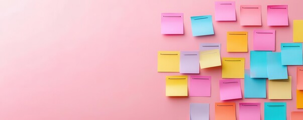Agile project management flat design side view sprint planning board animation colored pastel