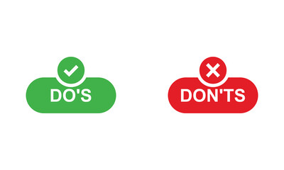 do's and don'ts icon. to do and not to do symbol for guidelines and rules list.  isolated on white background  design Template, . Vector illustration . EPS 