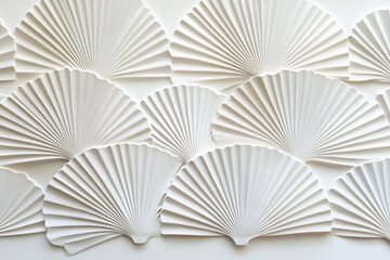 Elegant White Embossed Fan Pattern Wall Design 