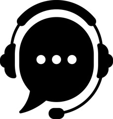 Live chat icon. Online support. Call center icon. Headphones - Live chat, message, speech bubble. Vector illustration isolated on white background.