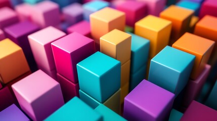 Obraz premium Abstract background of colorful cubes stacked together.