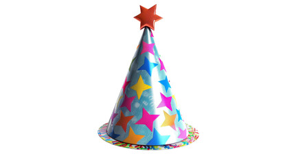 Colorful 3D Birthday Cap Isolated on White Background for Celebrations