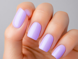 Lavender nails with a shiny, smooth finish