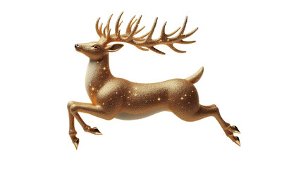 Fototapeta premium Leaping Golden Deer With Glitter Finish