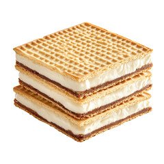 Fototapeta premium wafer biscuit with layers of creamy isolated on white & transparent a background.