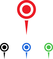 Map Pin icon. Pointer Navigation Symbol. Flag Mark, Place Location Pictogram. Thumbtack Sign. GPS Tag. Marker Point on Map. Vector Illustration.