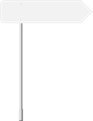 Obraz premium Various road, traffic signs. Highway signboard on a chrome metal pole. Blank white board with place for text. Information sign mockup.