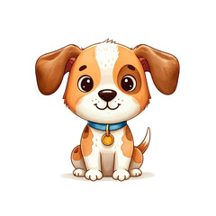 Adorable happy dog cartoon in watercolor style perfect for nursery decor and children's illustrations