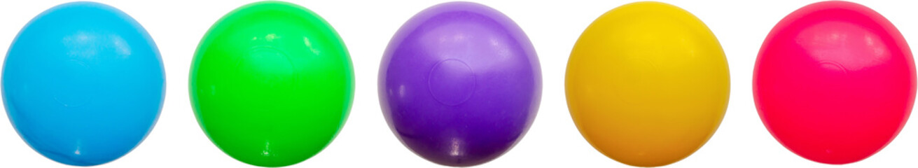 Colorful plastic ball set isolated on white background