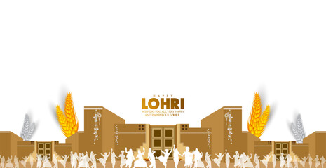 Happy Lohri holiday background for Punjabi festival. Vector illustration