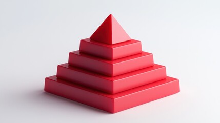 3D icon featuring stepped pyramid block created from synthetic plastic.