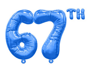 67th anniversary balloon blue number