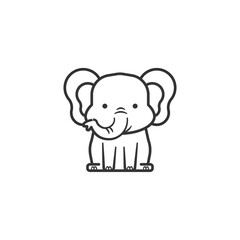Elephant icon on white background. Outline elephant icon animal concept.
