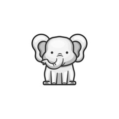 Elephant icon on white background. Cartoon elephant icon animal concept.