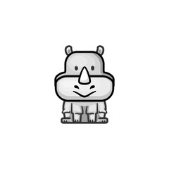 Rhino icon on white background. Cartoon rhino icon animal concept.