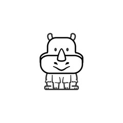 Rhino icon on white background. Outline rhino icon animal concept.