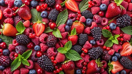 Top view of vibrant red sorbet surface made from assorted berries, sorbet, red, fruit, dessert, sweet, top view, vibrant