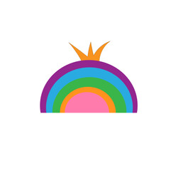 rainbow with a crown on a white background