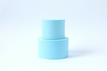 Props for product photography. Different podiums on a white background