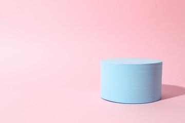 Props for product photography. Blue podium on a colored background