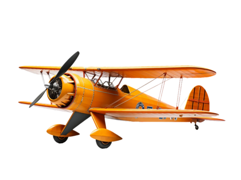 Vintage Orange Biplane, Retro Airplane, Classic Aviation, Transportation, History