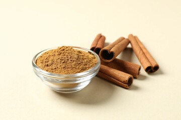 Aromatic cinnamon on a color background