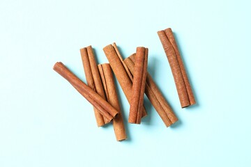 Aromatic cinnamon on a color background