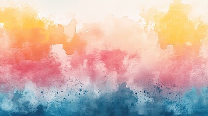 Fototapeta premium Vibrant watercolor splash in sunset hues on canvas