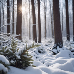 Wälder - Magische Winterlandschaft in tiefem Wald