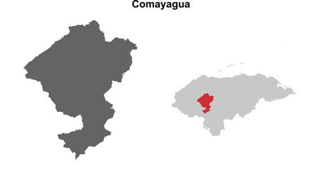 Comayagua department blank outline map set