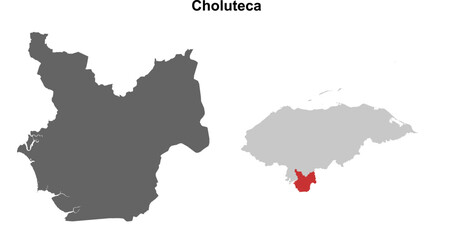 Choluteca department blank outline map set