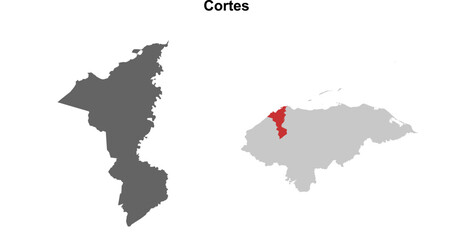 Cortes department blank outline map set