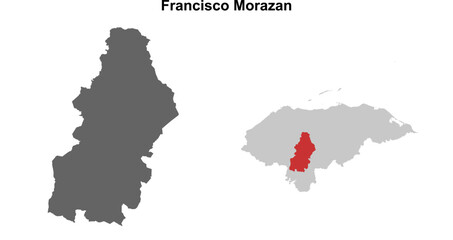Francisco Morazan department blank outline map set