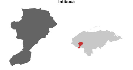 Intibuca department blank outline map set