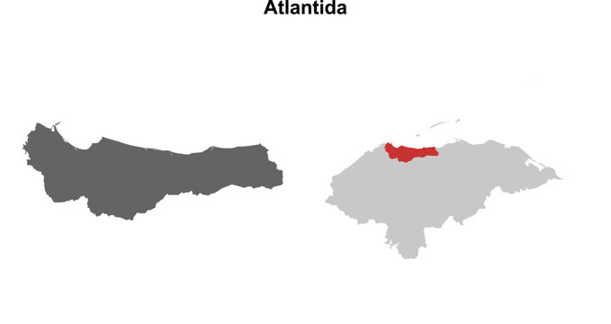 Atlantida department blank outline map set
