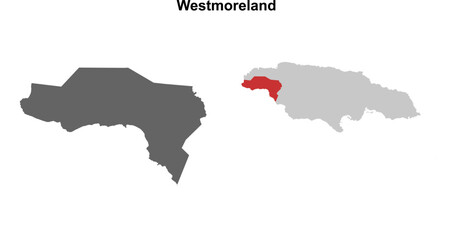 Obraz premium Westmoreland parish blank outline map set