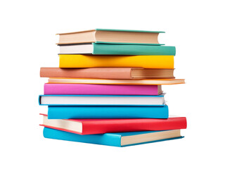 Colorful books stacked high. Concept of knowledge, education, and learning.